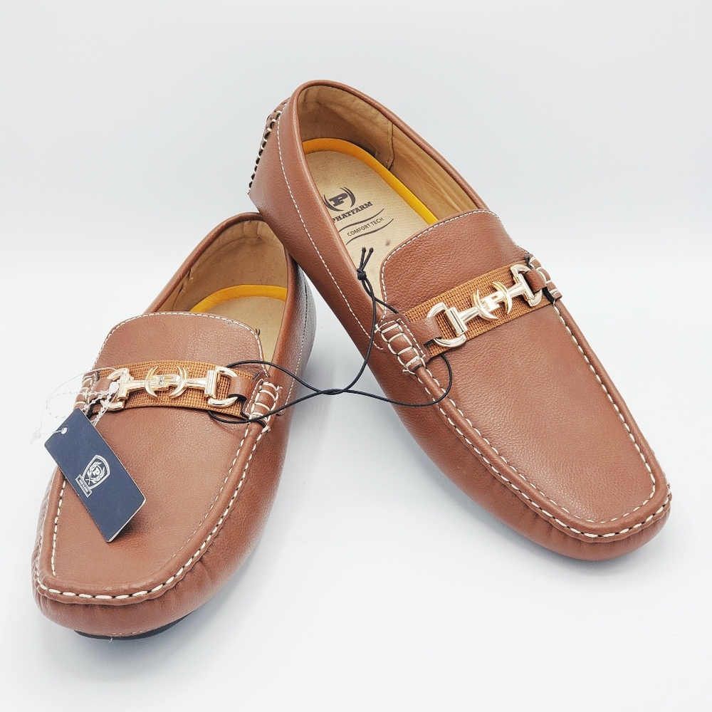 PHAT FARM BROWN LEATHER LOAFER MEN SHOES SZ 12